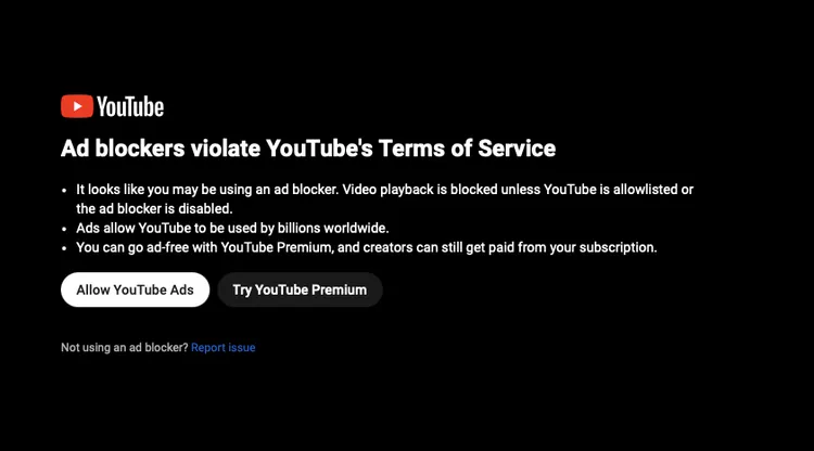 Теперь официально: YouTube перестаёт показывать видео из-за блокировщиков рекламы