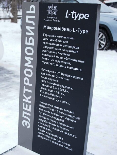 Российская «крошка» для городских улиц: представлен электрокар L-Type с запасом хода 183 км