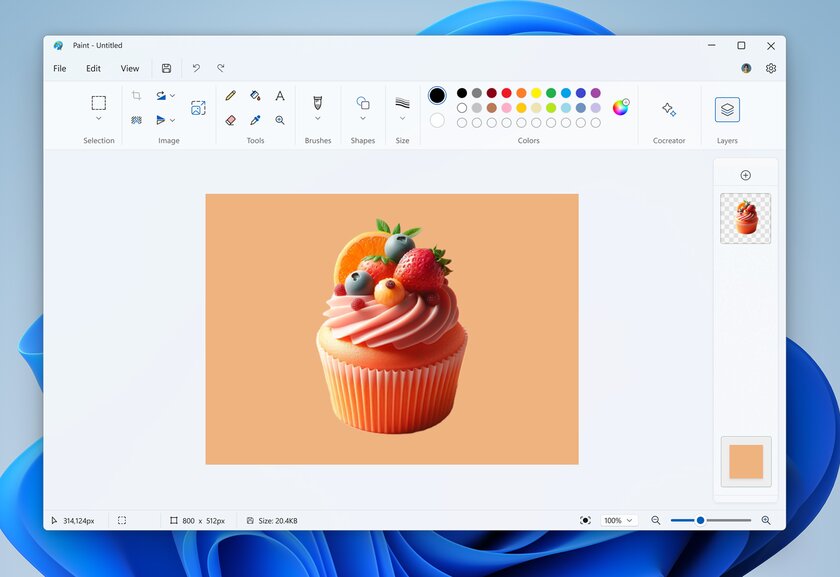 Microsoft прокачала Paint: можно выбрать размер кисти или ластика и сделать фон прозрачным