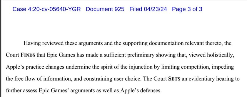 Epic Games вновь подала в суд на Apple: всё дело в нарушении судебного запрета
