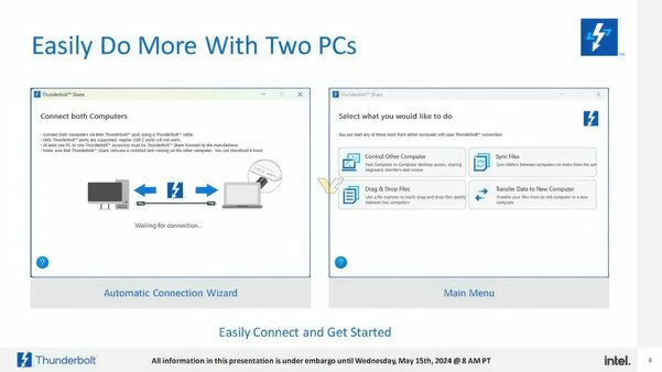 Intel анонсировала приложение Thunderbolt Share для соединения двух компьютеров по проводу