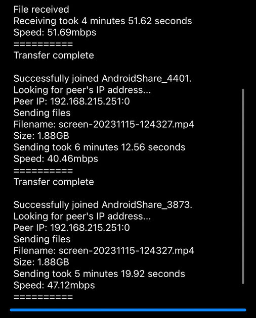 Нашёл опенсорсную утилиту для УДОБНОЙ передачи файлов между устройствами по Wi-Fi — Тест скорости и размеров. 1