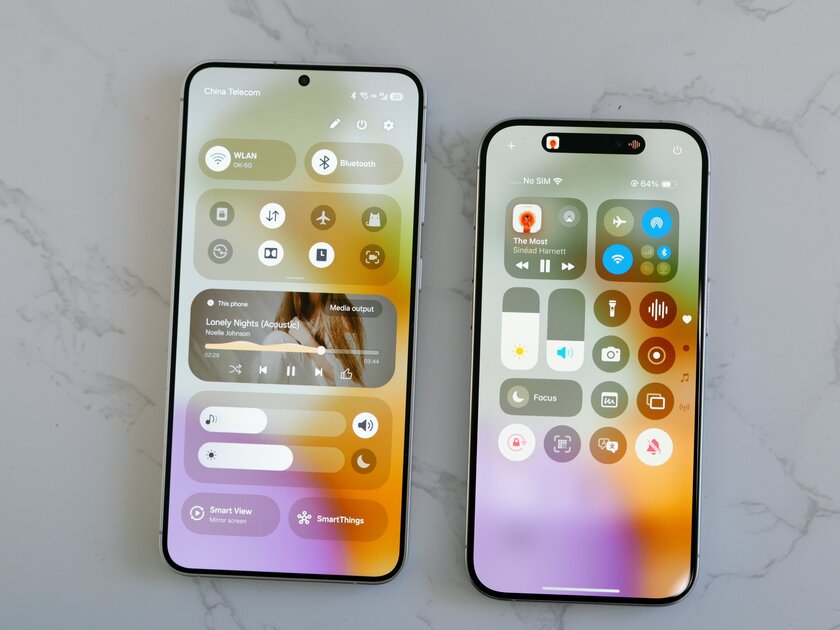 У кого интерфейс выглядит лучше? Лайк за One UI 7, дизлайк за iOS 18