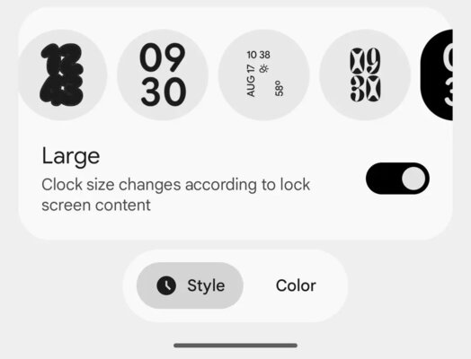 Android позволит настраивать стиль часов на экране блокировки. Какие параметры доступны