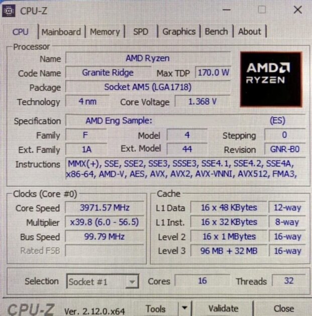 Обнародованы характеристики флагманского процессора AMD Ryzen 9 9950X39