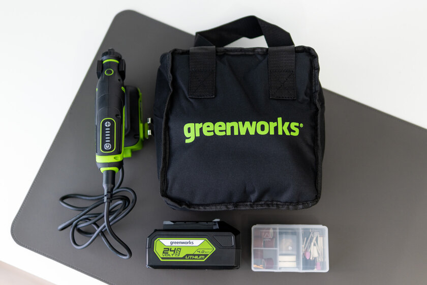 Обзор Greenworks G24RT 24V: портативный и очень продуманный гравер — Комплектация. 1