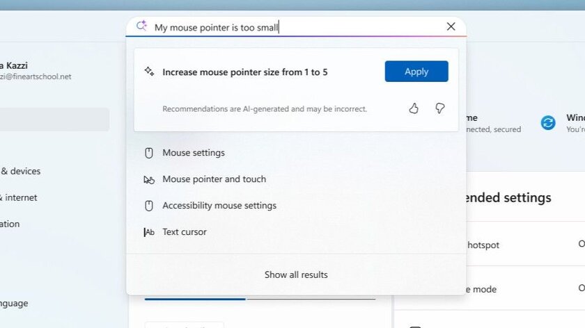 Искусственный интеллект начнёт менять настройки Windows 11: «пострадают» не все