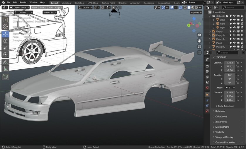 Геймер показал процесс создания фотореалистичной модели Toyota Altezza для Roblox