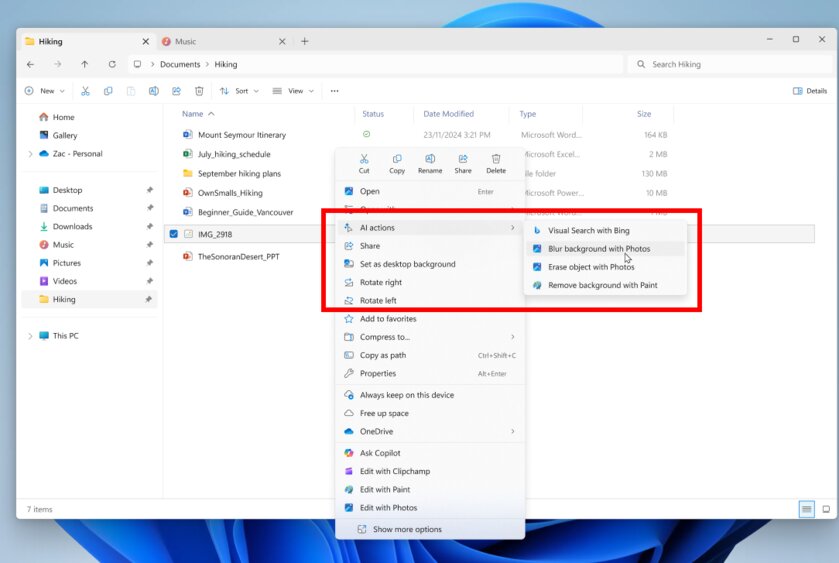 Microsoft внедряет ИИ в проводник Windows 11 — в контекстном меню появились умные подсказки