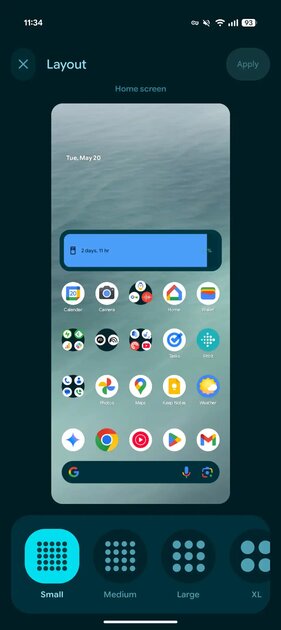 Обзор Android 16 в картинках: вот что Google уже изменила в системе — Новые размеры сеток приложений. 2
