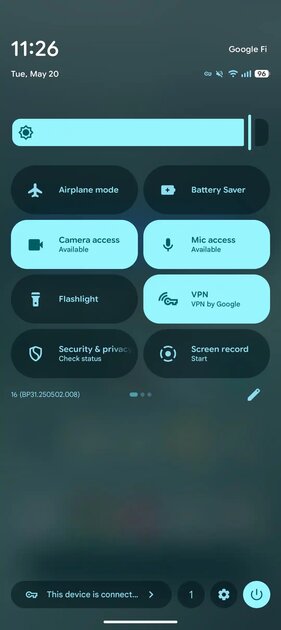 Обзор Android 16 в картинках: вот что Google уже изменила в системе — Редизайн быстрых настроек. 1