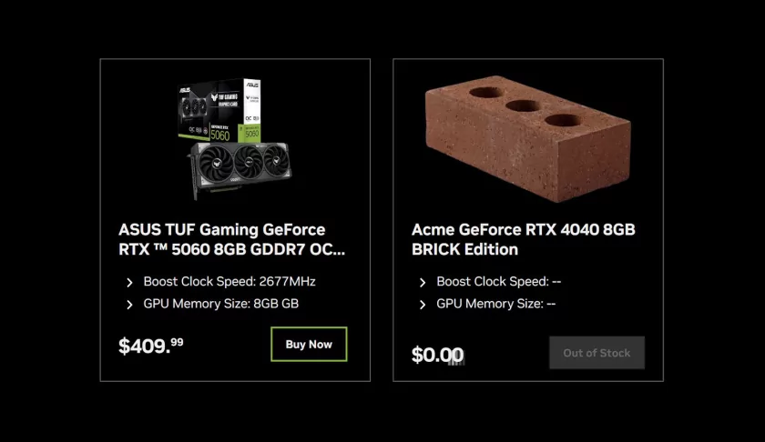 NVIDIA начала продавать кирпич на 8 ГБ видеопамяти — троллит владельцев своих же видеокарт?