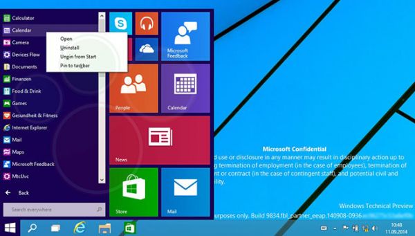 Скриншоты Windows 9 Technical Preview гуляют по просторам всемирной сети