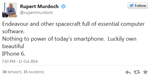 Миллиардеру Руперту Мердоку понравился новый iPhone 6
