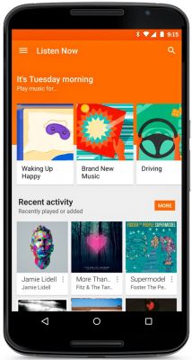 Сервис Google Play Музыка получил Material Design и интеграцию Songza