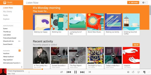 Сервис Google Play Музыка получил Material Design и интеграцию Songza