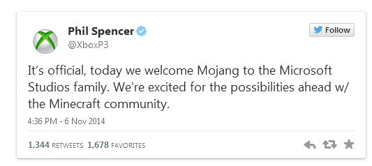 Mojang теперь официально является частью Microsoft