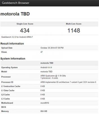 Motorola тестирует новый смартфон с Qualcomm Snapdragon 410