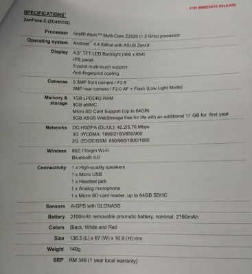 Официально анонсирован Asus ZenFone C