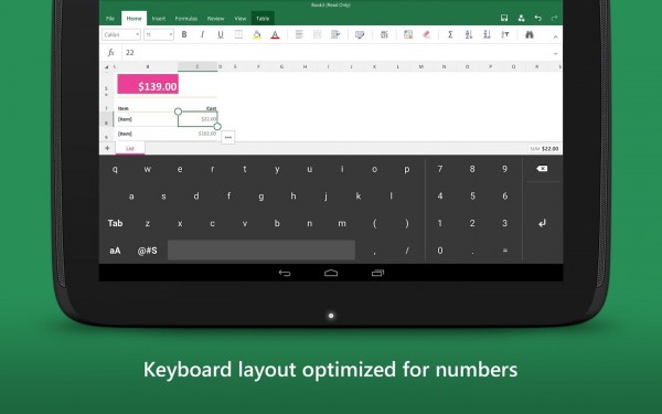 Microsoft выпустила для Android-планшетов специальную клавиатуру для работы с Excel