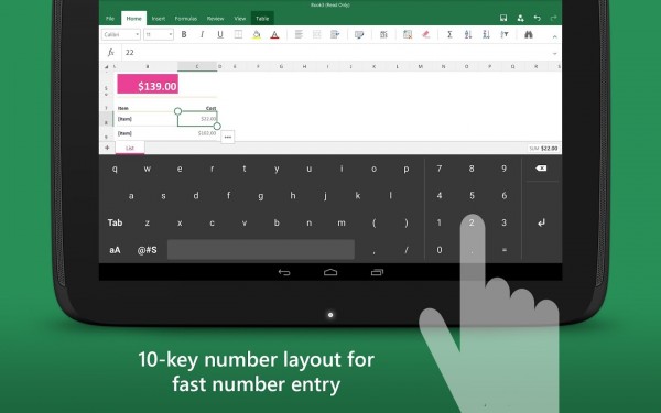 Microsoft выпустила для Android-планшетов специальную клавиатуру для работы с Excel