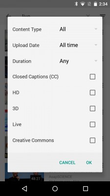 В YouTube для Android появились опции для поиска 4K-видео