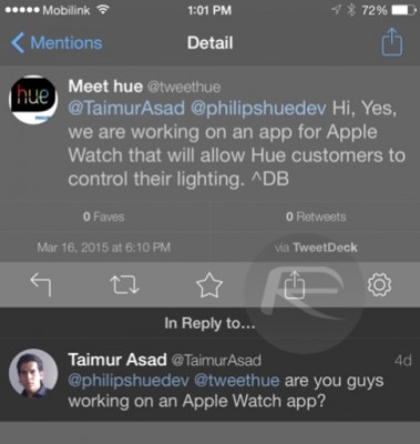 Лампочками Philips Hue можно будет управлять с Apple Watch