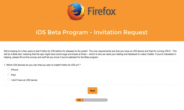 Mozilla набирает людей для бета-теста Firefox на iOS