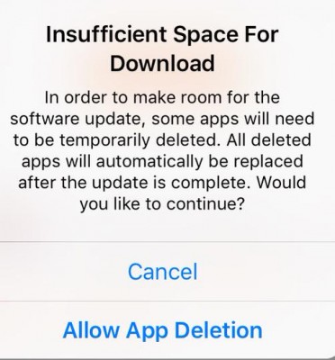 В iOS 9 появилась функция временного удаления приложений для установки апдейтов