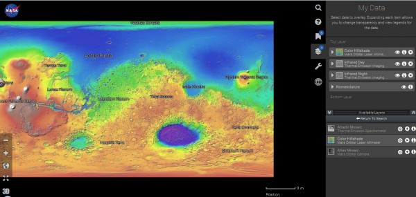 NASA представило интерактивную карту Марса