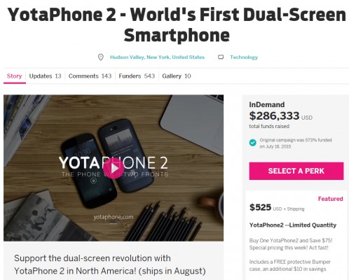 Успешно завершилось финансирование американских продаж YotaPhone 2