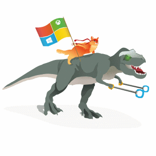 Новые обои от Microsoft: ниндзя-кот верхом на динозавре, нарвале и единороге