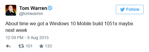Сборка Windows 10 Mobile Insider Preview под номером "10512" уже тестируется в Китае