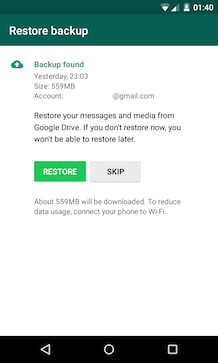 WhatsApp для Android научился сохранять историю сообщений в Google Drive