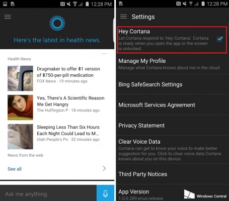 Команда “Hey, Cortana” теперь работает на Android