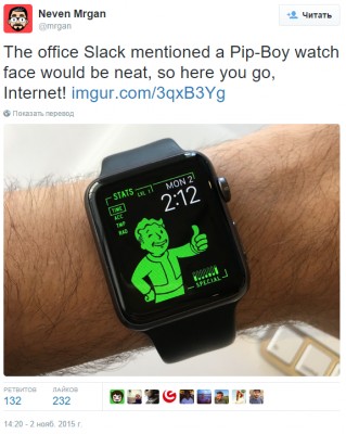 Дизайнер создал простой «циферблат» для Apple Watch в стиле Pip-Boy из Fallout
