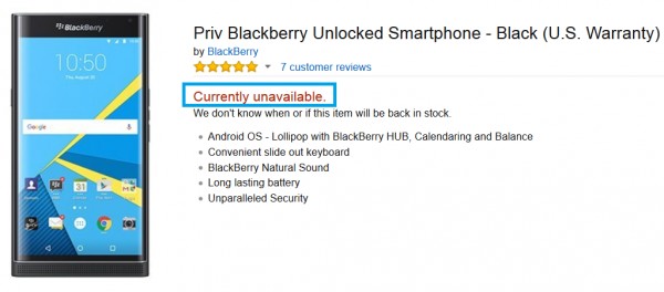 Первые партии BlackBerry Priv уже раскуплены