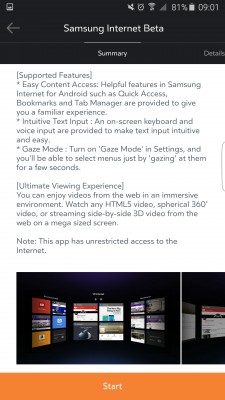 Samsung выпустила браузер для Gear VR с адаптацией под виртуальную реальность