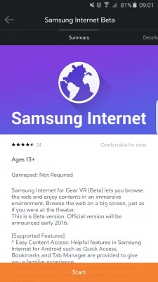 Samsung выпустила браузер для Gear VR с адаптацией под виртуальную реальность
