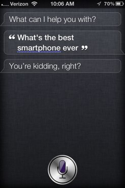 Siri меняет свое мнение насчет лучшего телефона в мире