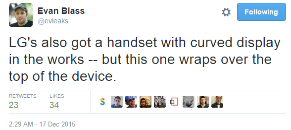 LG готовит смартфон с изогнутым дисплеем наподобие Galaxy S6 edge