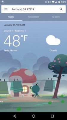 В приложении Google для Android появилась красивая карточка с погодой