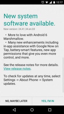Motorola Moto G (2-nd) Gen начинает обновляться до Android Marshmallow