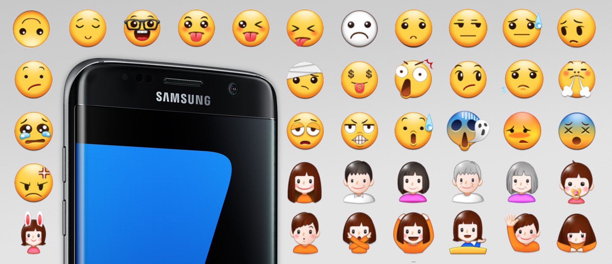 Смартфоны Galaxy S7 получили много новых Emoji в фирменном стиле Samsung.