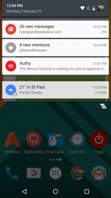Утечка: новые уведомления и панель быстрых настроек в Android N