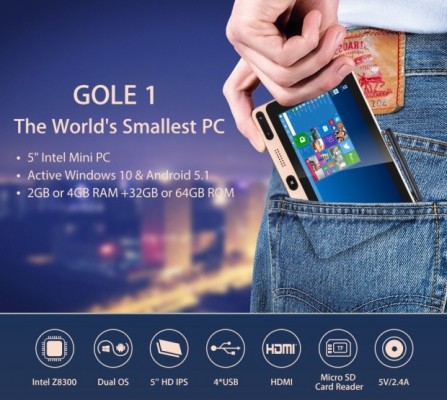 GOLE1 — компьютер на Windows 10 с экраном на 5 дюймов