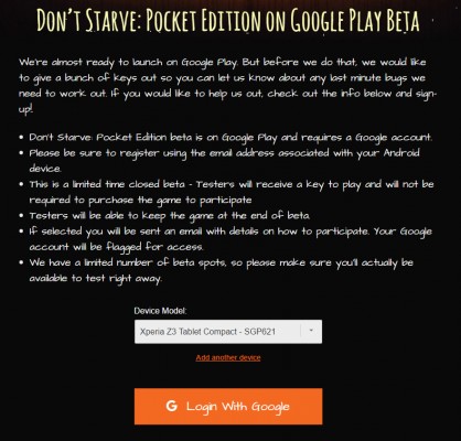 Открыта запись на тестирование Don’t Starve для Android