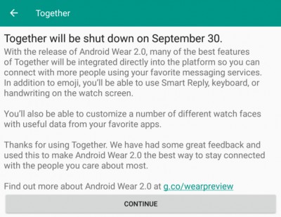 Google отказывается от мессенджера Together на Android Wear