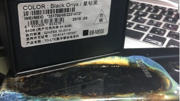 Совершенно новый Galaxy Note 7 загорелся в Китае
