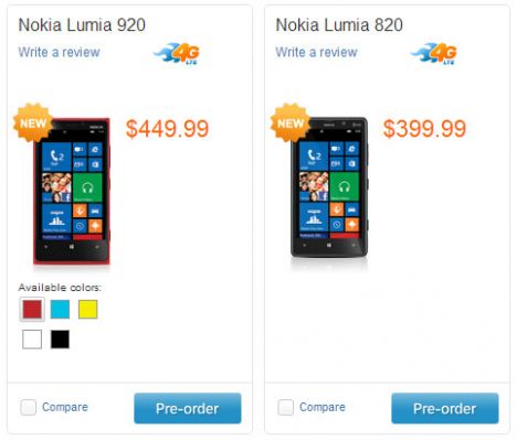 Nokia Lumia 920 и 820 в США стоят намного меньше, чем в России